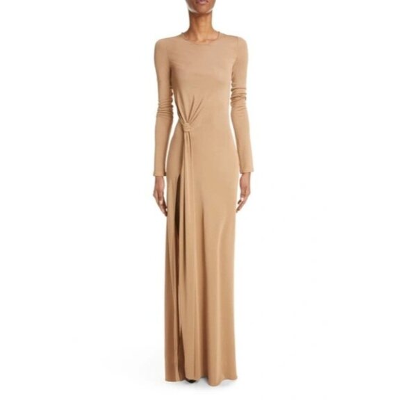SAINT LAURENT Twist Front Jersey Gown In Naturel maxi dress Size FR 38/ US 6 - Picture 1 of 16